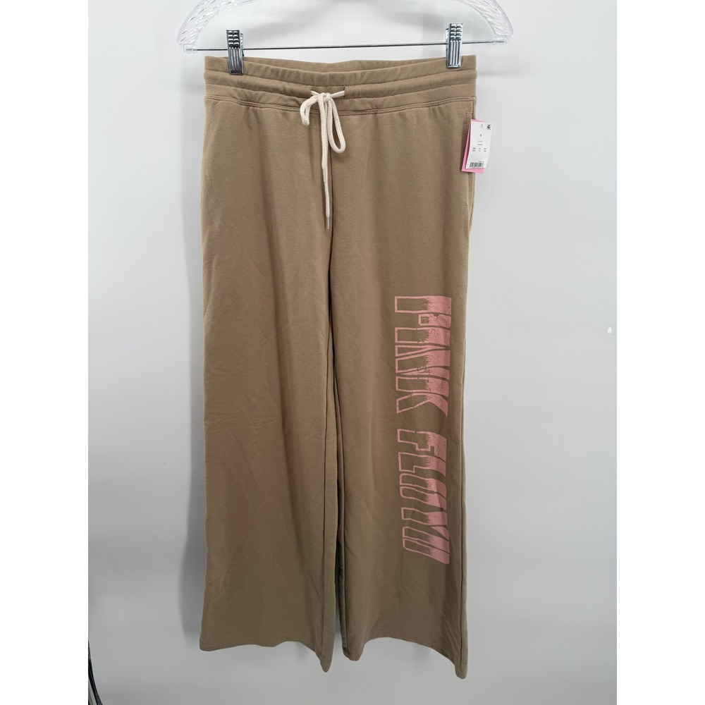 Pink Floyd Sweatpants Women Small Tan Wide Leg Graphic Rock Band Joggers NEW